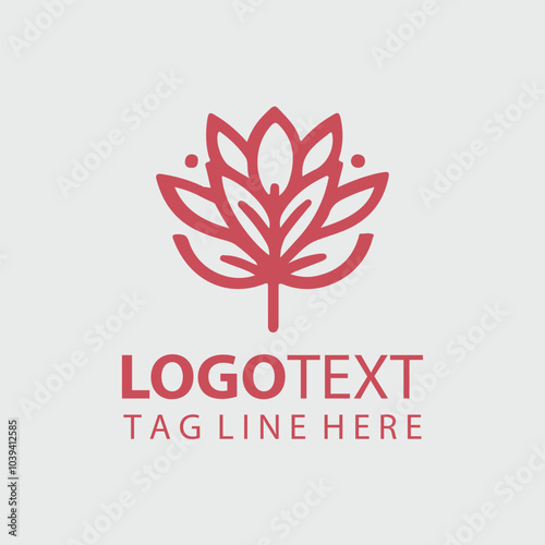 Modern red flower logo design template.