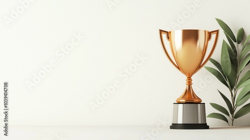 Elegant Trophy with Copy Space for Awards, Achievements, and Celebrations photo