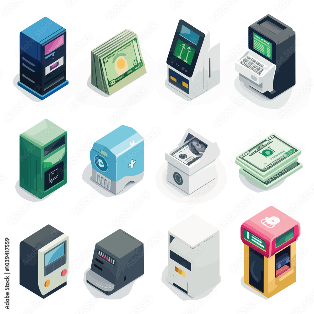 cash withdrawal icons set cash withdrawal icons set