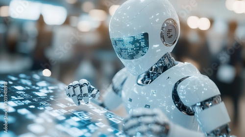 Exploring the intersection of advanced robotics and digital technology a search engine robot assembling data in a virtual environment