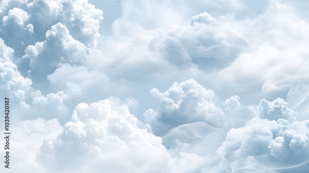 Soft, fluffy white clouds against a light blue sky, creating a serene and peaceful atmosphere with a dreamlike quality.. Soft, fluffy white clouds against a light blue sky, creating a serene and peaceful atmosphere with a dreamlike quality..