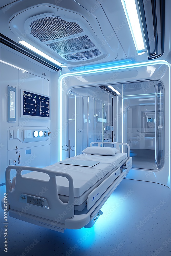 Autonomous infectious disease room with AI monitoring air quality and patient care. Autonomous infectious disease room with AI monitoring air quality and patient care.