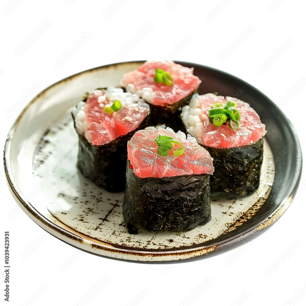 japanese fresh fish sushi isolated on transparent background