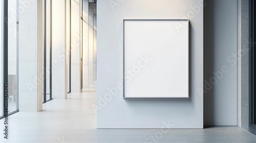 square plastic sign mockup prominently showcased on a clean modern shop or gallery storefront