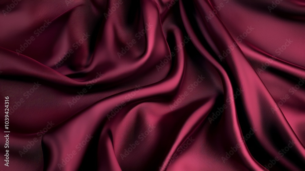 Fototapeta premium Luxurious Burgundy Silk Backdrop Mockup with Soft Lighting for Premium Skincare Products, Elegant and Cinematic Setting