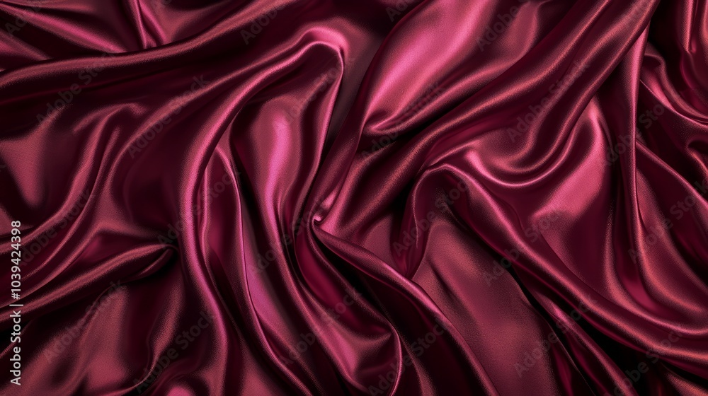 Fototapeta premium Luxurious Burgundy Silk Backdrop Mockup with Soft Lighting for Premium Skincare Products Presentation