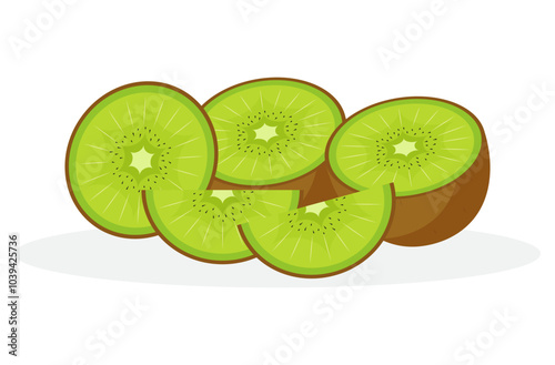 Fresh cut slice kiwi fruit card decoration flat illustration clipart