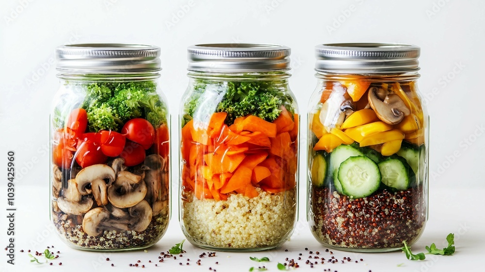 Healthy Meal Prep Salads in Glass Jars Healthy Meal Prep Salads in Glass Jars