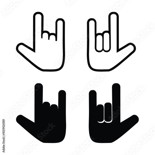 Rock and roll, heavy metal arm icon. Illustration vector