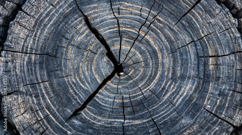 Fototapeta premium Old wooden texture of a tree cross-section with natural rings and patterns