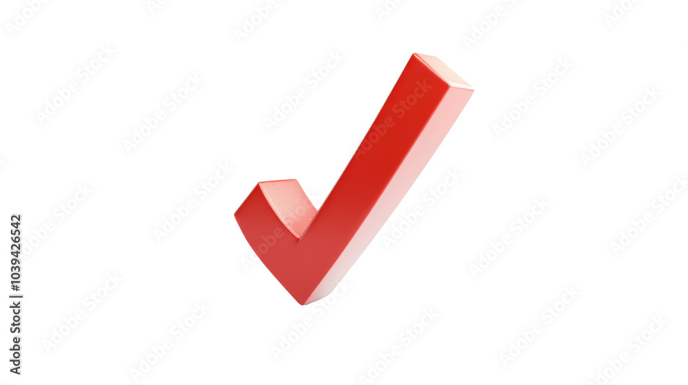 3D Red Check Mark Icon Isolated on Transparent Background 3D Red Check Mark Icon Isolated on Transparent Background