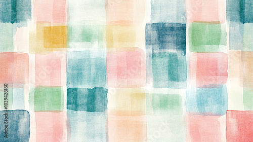 Soft watercolor plaid pattern in gentle pastel colors