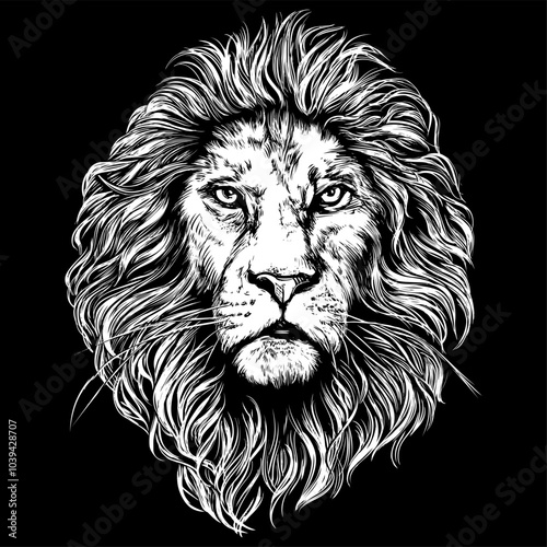 animal lion, king of beasts, hand drawn vector illustration sketch