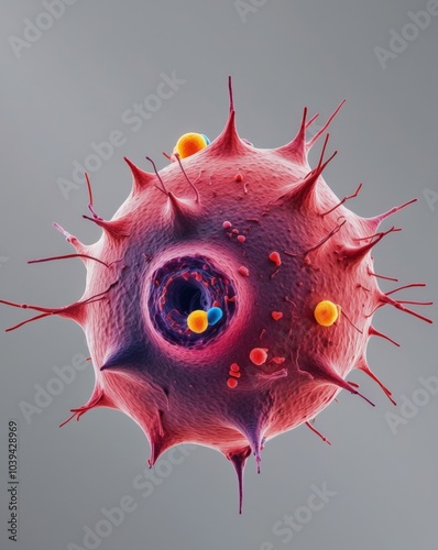 Cancer Cell - Microscopic View of a Cancerous Cell.