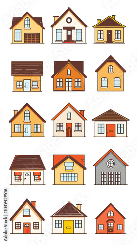 Collection home icons. House symbol. Set of real estate objects, Mortgages, Moving, New Location