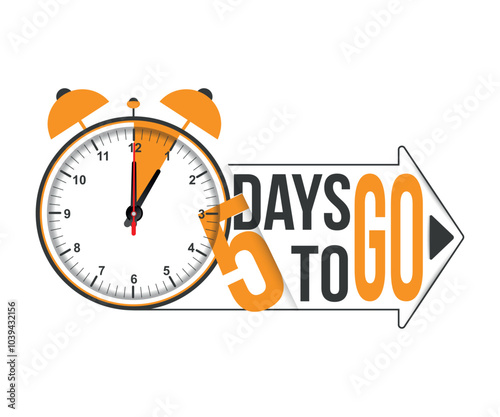 5 Day to go vector illustration countdown timer design template | Five Days to go