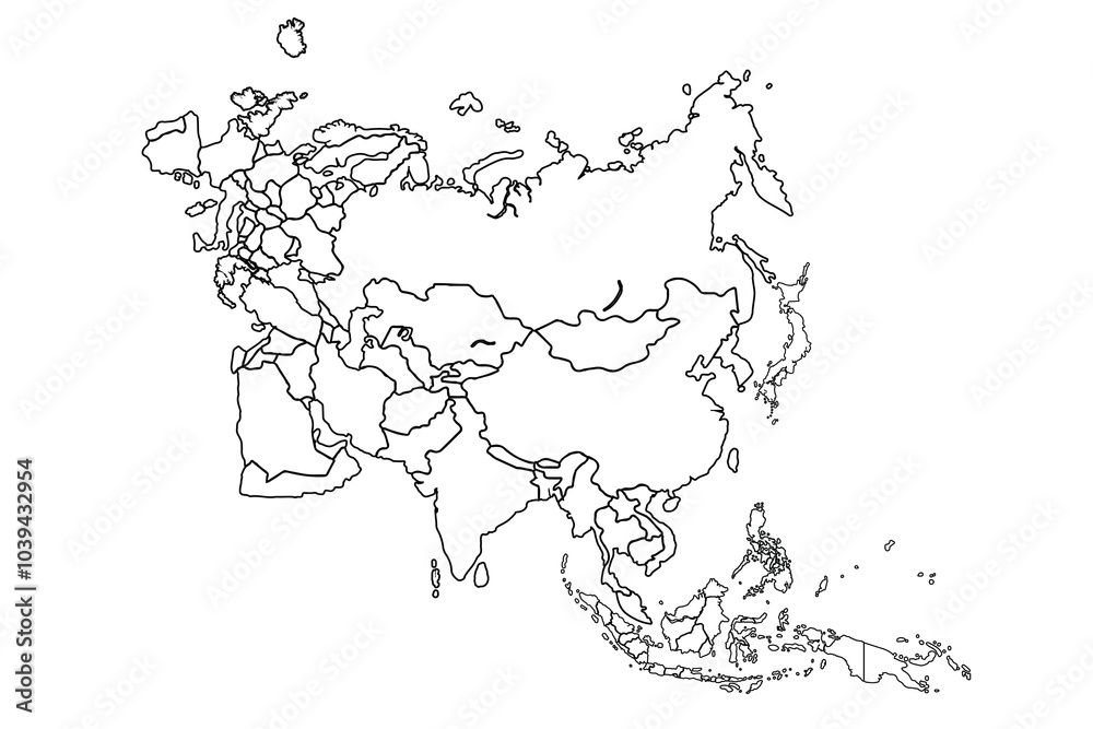 Asia map Outline, Linear Doodle Drawing. for website layouts,background,education, precise,customizable,Travel worldwide,map silhouette backdrop,earth geography, political,reports. Asia map Outline, Linear Doodle Drawing. for website layouts,background,education, precise,customizable,Travel worldwide,map silhouette backdrop,earth geography, political,reports.