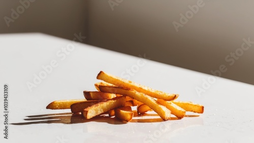 Closeup of delicious golden french fries. photo