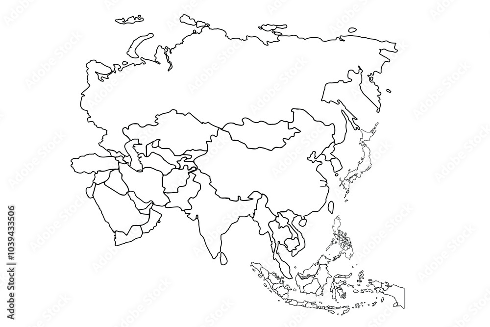 Asia map Outline, Linear Doodle Drawing. for website layouts,background,education, precise,customizable,Travel worldwide,map silhouette backdrop,earth geography, political,reports. Asia map Outline, Linear Doodle Drawing. for website layouts,background,education, precise,customizable,Travel worldwide,map silhouette backdrop,earth geography, political,reports.