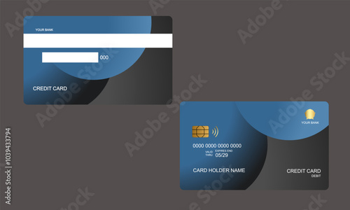 Set of Credit Cards Black Light Blue Colors