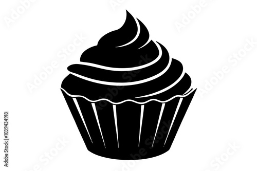 Cupcake with Frosting silhouette | isolated vector silhouette illustration on white background