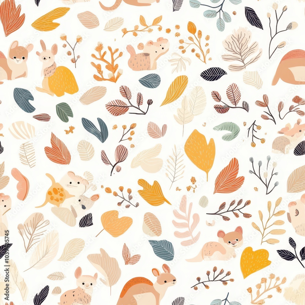 Cute Australian Animals Seamless Pattern Design Cute Australian Animals Seamless Pattern Design