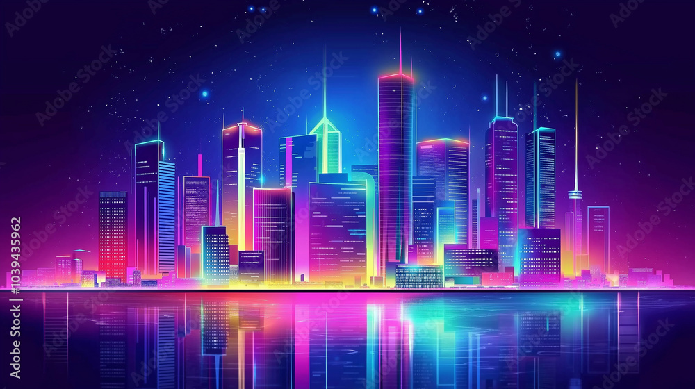 city skyline in night city skyline in night