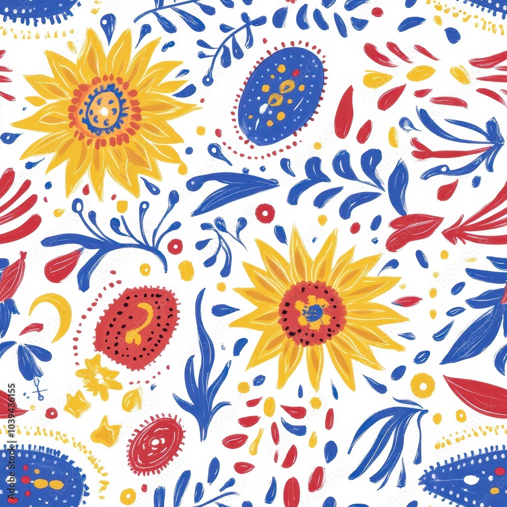 Ukrainian Inspired Floral Seamless Pattern Design Ukrainian Inspired Floral Seamless Pattern Design