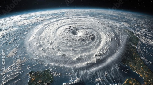 Wallpaper Mural Aerial view of a powerful hurricane swirling over the ocean. Torontodigital.ca