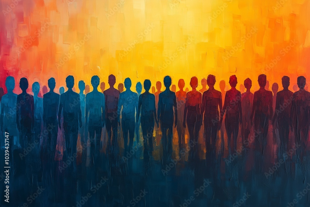 A crowd of people in various shades and shapes, symbolizing diversity and unity