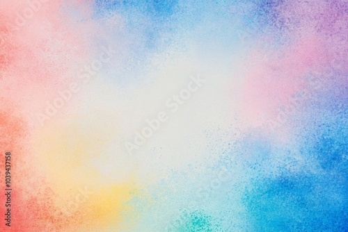 Abstract pastel watercolor background with vibrant colors and grainy texture, empty space in the center for design.