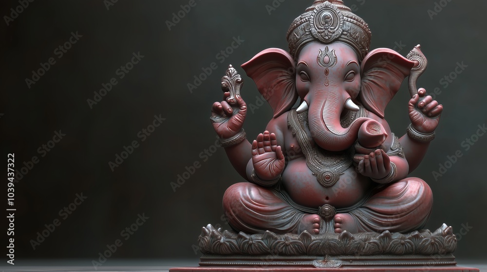 Divine Lord Ganesha in Meditative Posture with Symbolic Attributes Divine Lord Ganesha in Meditative Posture with Symbolic Attributes