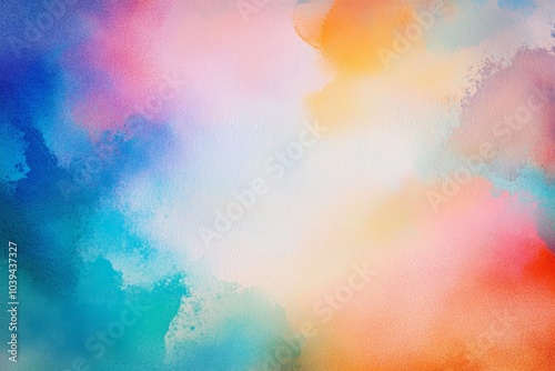 Abstract pastel watercolor background with vibrant colors and grainy texture, empty space in the center for design.