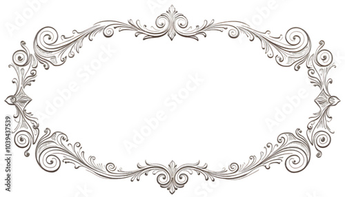 Classic white frame with ornament decor isolated on transparent background