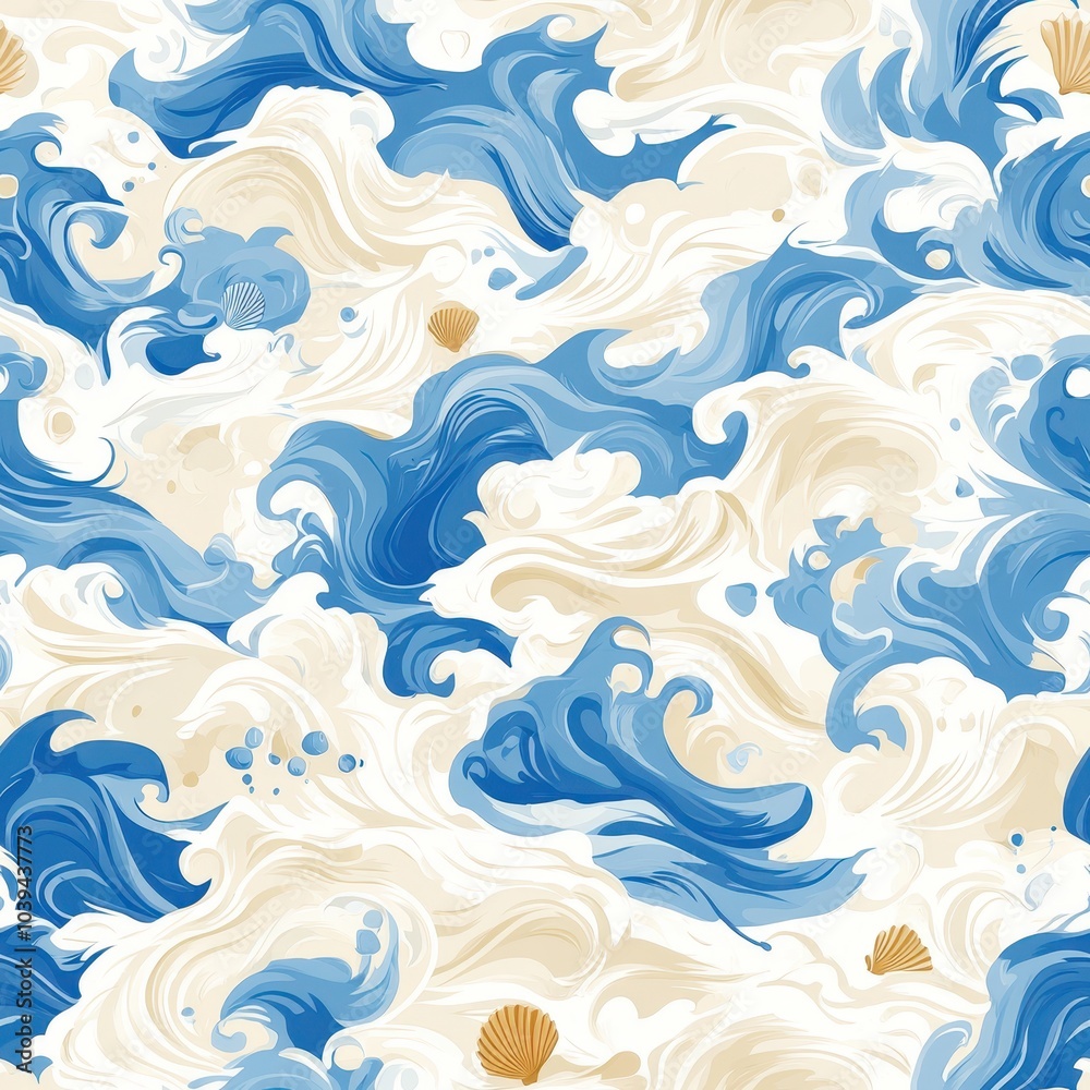 Ocean-Inspired Wave Pattern in Calm Tones Ocean-Inspired Wave Pattern in Calm Tones