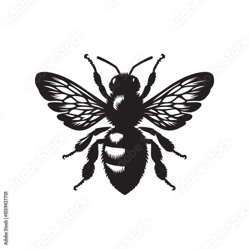 flying honey bee. silhouette honey bee icon vector