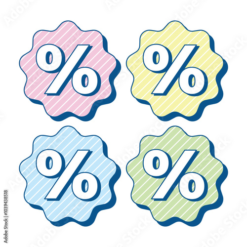 Label percent illustration with soft color, 