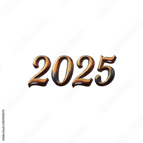 Stylized number 2025 on a transparent background