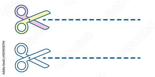 Scissors with cutting line illustration