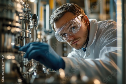 Laboratory technician working with precision instruments