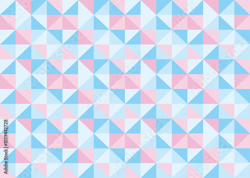 幾何学模様のモザイクイラスト　ピンク　水色