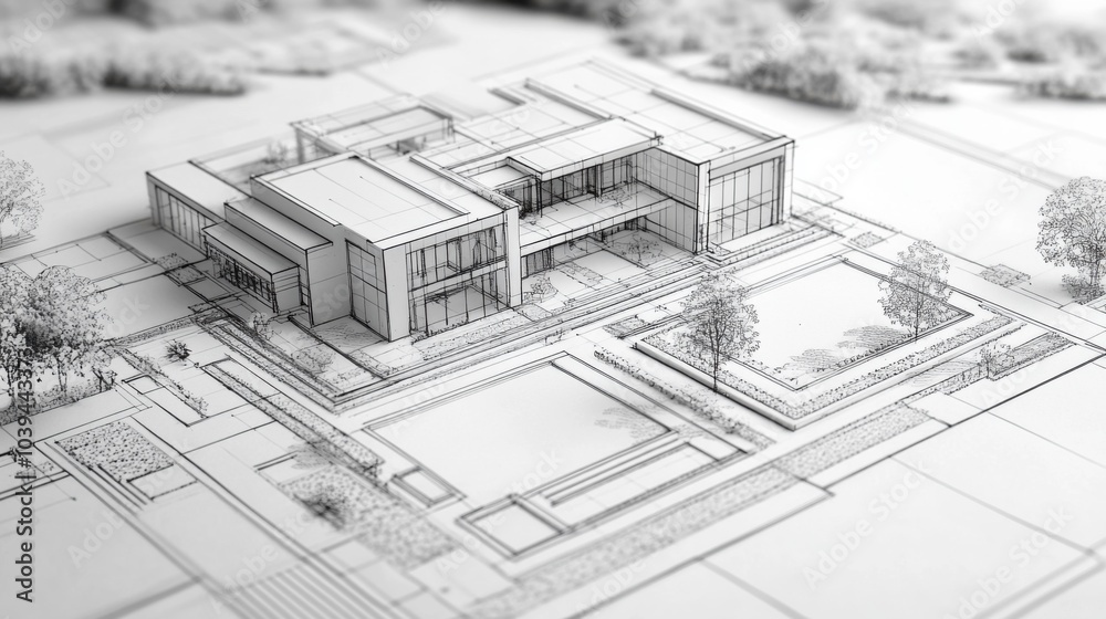 Architectural blueprint of a modern building design. Architectural blueprint of a modern building design.