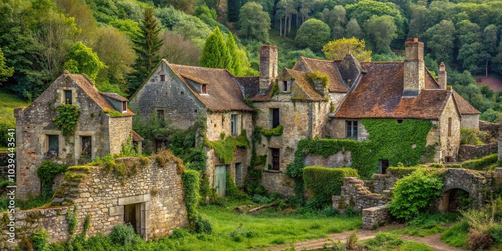 Abandoned French village, Hameau de VOST, a haunting tableau of beauty. Abandoned French village, Hameau de VOST, a haunting tableau of beauty.