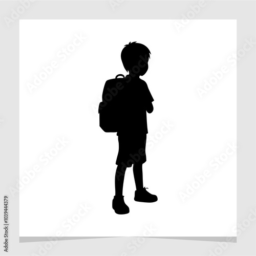 Children Make Bag School Silhouette Illustration Symbol Element Vector