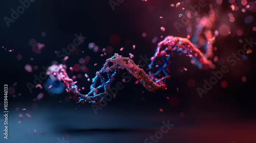 colorful digital rendering of DNA strand, showcasing intricate details and vibrant colors. image evokes sense of wonder and complexity in world of genetics