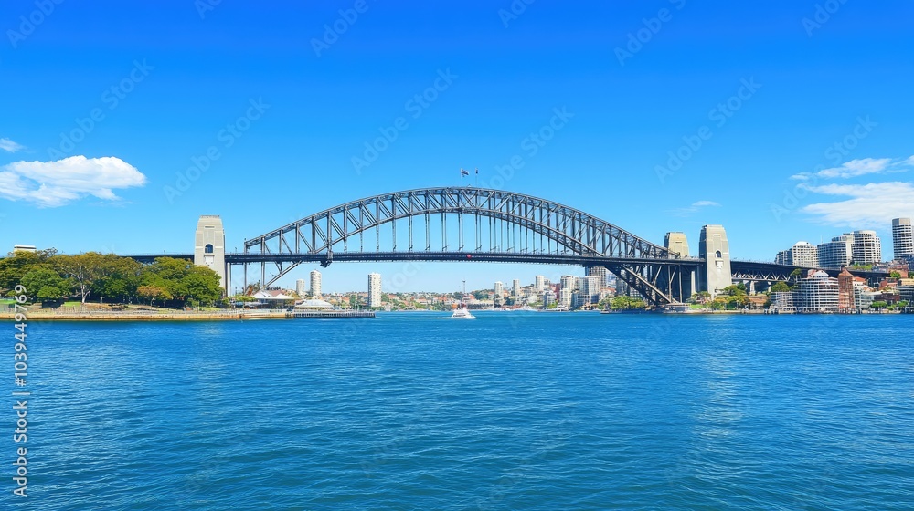 Scenic view of Sydney Harbour under clear blue sky Scenic view of Sydney Harbour under clear blue sky