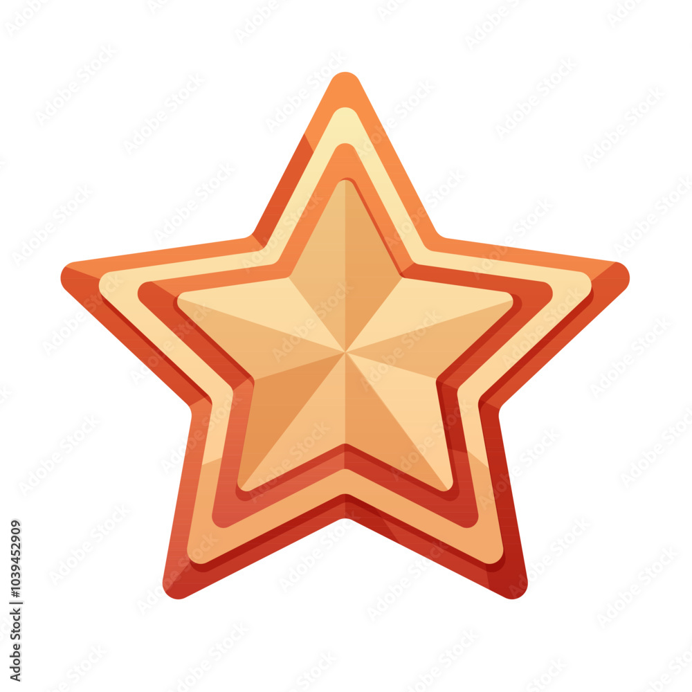 Striped five point star on white background. White and red holiday star. Vector isolated icon Striped five point star on white background. White and red holiday star. Vector isolated icon