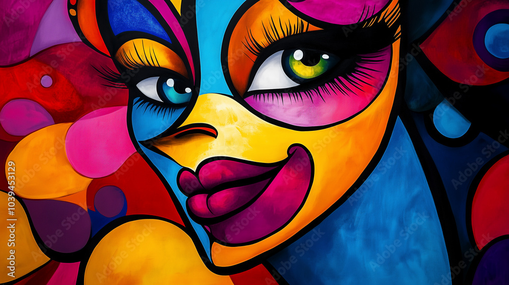 Vibrant and Colorful Abstract Pop Art Illustration background with abstract figures. Vibrant and Colorful Abstract Pop Art Illustration background with abstract figures.