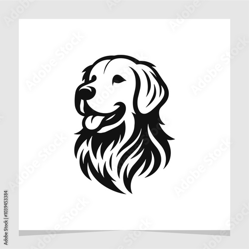 Golden Retriever Minimalist Illustration Logo Element Vector