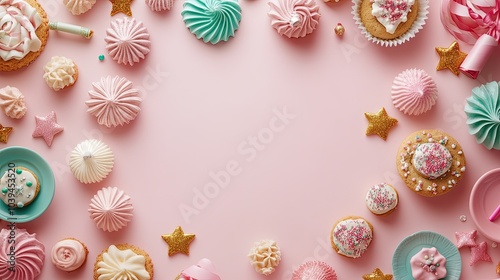 Sweet Treats Layout with Pink Background and Desserts